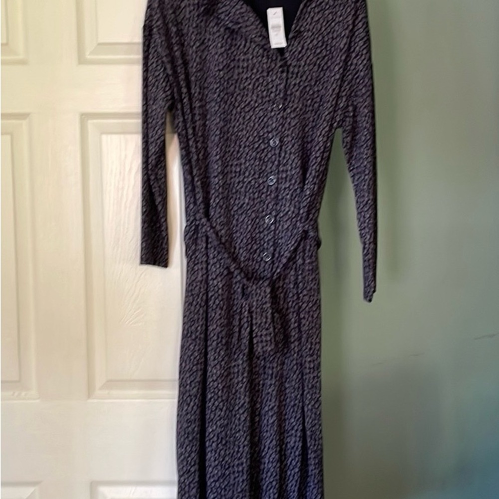 NWT long sleeve winter dress with left offset button closure.